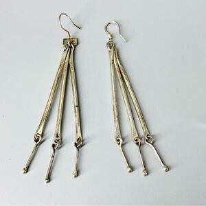Vintage Sterling Silver Extra Long Matchstick Fringe Earrings Mexico 925 1980’s